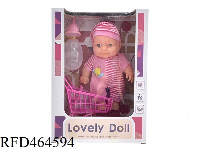 9-INCH DOLL + BOTTLE + SHOPPING CART