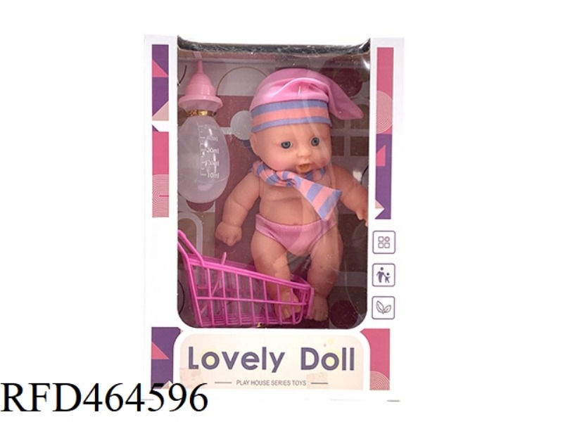 9-INCH DOLL + BOTTLE + SHOPPING CART