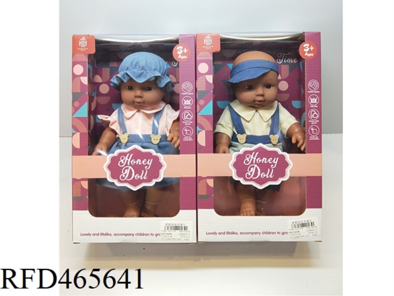 12 INCH FULL BODY ENAMEL BLACK DOLL STANDING POSTURE PACKAGING