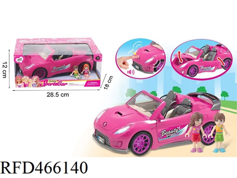 LIGHT AND SOUND EFFECTS BARBIE COUPE WITH DOLL SUIT