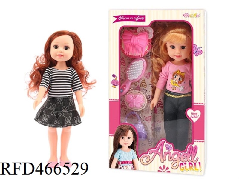 TWO 14 INCH DOLLS [CLOTHES, HAIR STYLE] MIXED CLOTHES