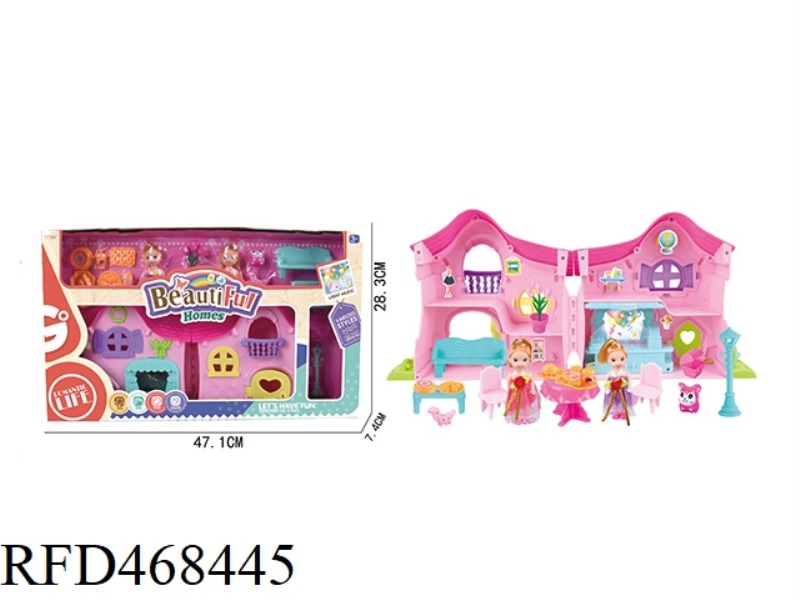 ENVIRONMENTALLY FRIENDLY 3.5 INCH SOLID BODY BARBIE CARTOON VILLA SET WITH COLORFUL MUSIC CHANDELIER