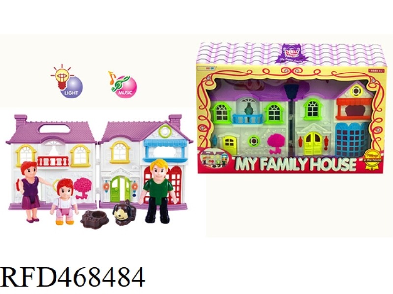 FAMILY OF THREE DOLL VILLA SET
