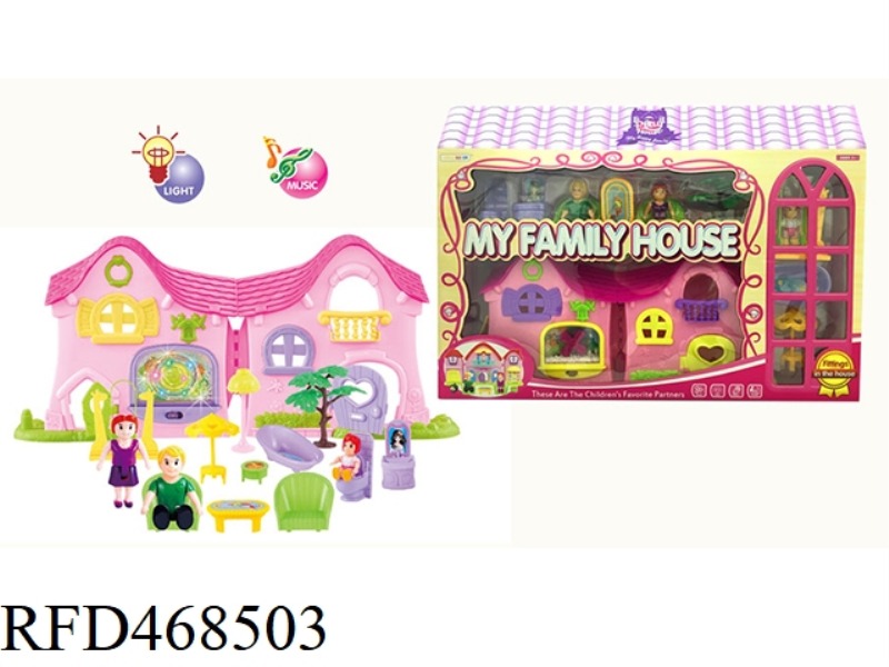 A FAMILY OF THREE DOLL PARK WIND AND SNOW VILLA SET