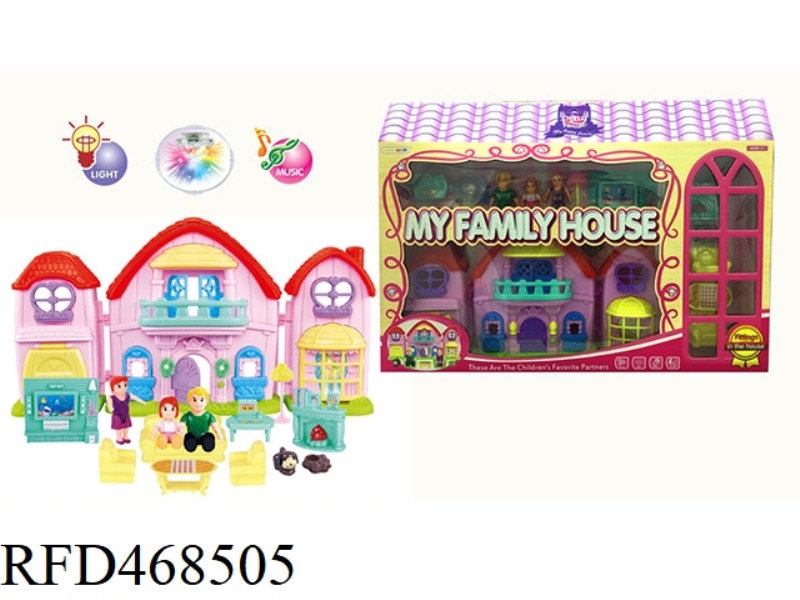 A FAMILY OF THREE DOLLS CARTOON VILLA SET