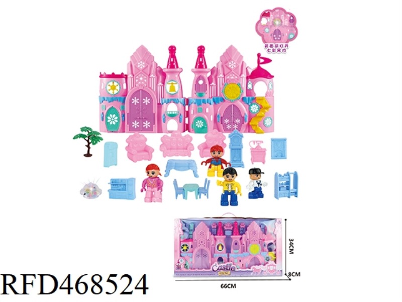 A FAMILY OF FOUR BUILDING BLOCKS MAN CASTLE SET