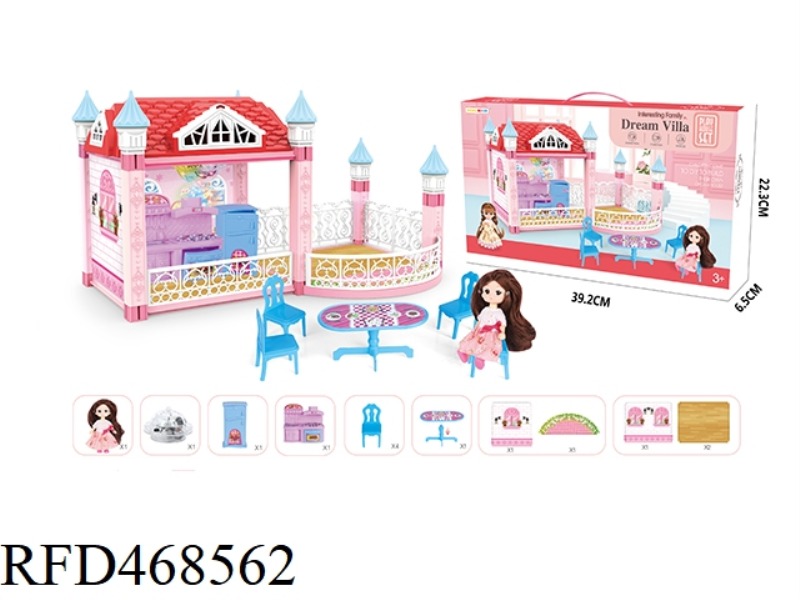 DIY SELF-INSTALLED VILLA SET WITH LIGHT AND MUSIC WITH A 4.5-INCH SOLID BODY BARBIE 59-PIECE SET