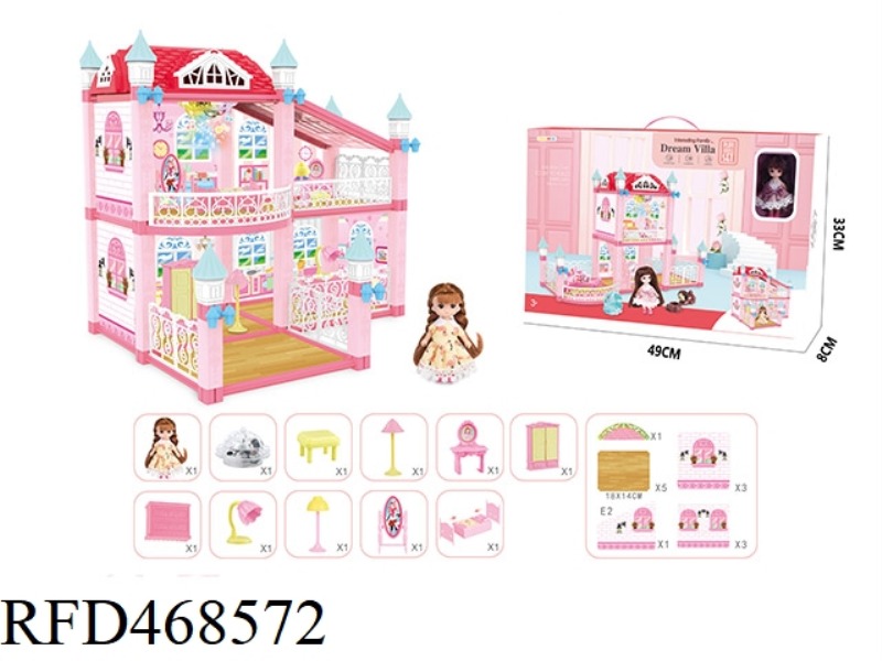 DIY SELF-INSTALLED VILLA SET WITH LIGHT AND MUSIC WITH A 4.5-INCH SOLID BODY BARBIE 114-PIECE SET
