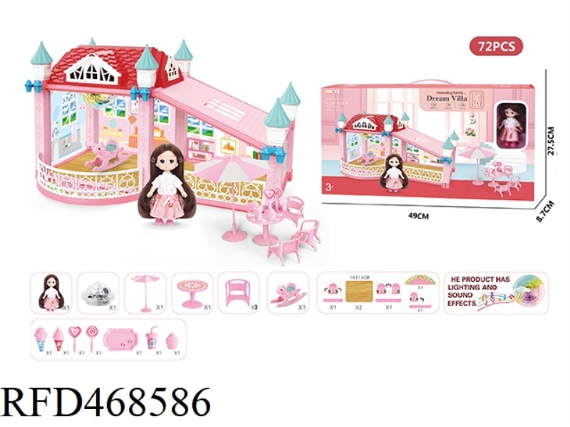 DIY SELF-INSTALLED VILLA SET WITH LIGHT AND MUSIC WITH A 4.5-INCH SOLID BODY BARBIE 72-PIECE SET