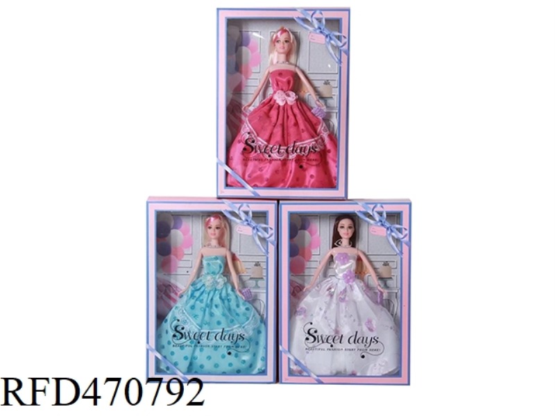 11.5 INCH SOLID WEDDING DRESS BARBIE 3 MIXED CLOTHES