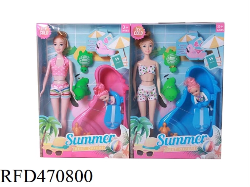 11.5-INCH BEACH BARBIE WITH 3.5-INCH BABY