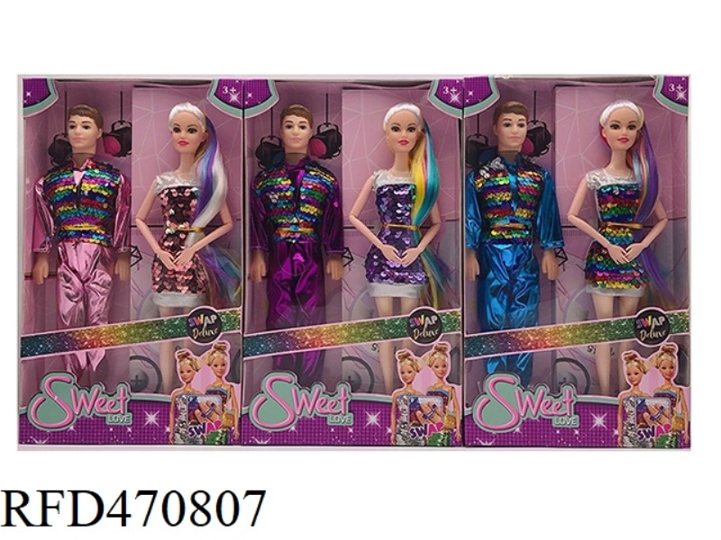 11.5 INCH 9-JOINT SOLID BODY LONG HAIR PLUS COLOR HUSBAND AND WIFE BARBIE