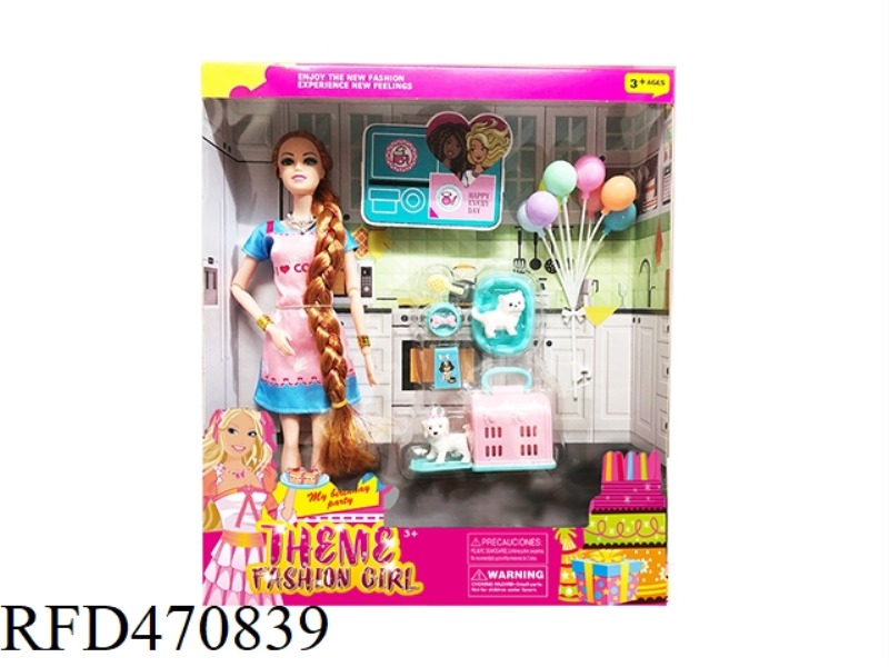 11.5 INCH 9-JOINT SOLID LONG HAIR TRAVEL BARBIE