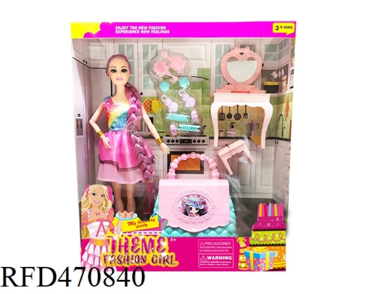 11.5 INCH 9-JOINT SOLID LONG HAIR TRAVEL BARBIE