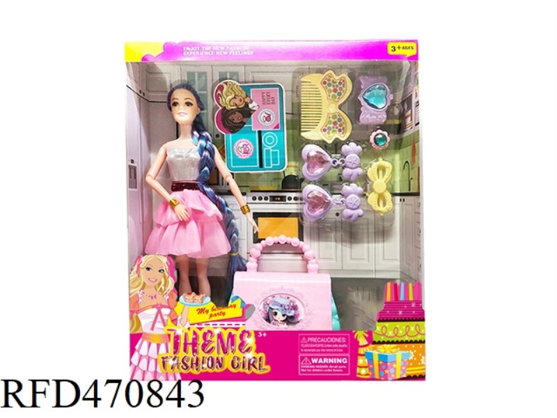 11.5 INCH 9-JOINT SOLID LONG HAIR TRAVEL BARBIE