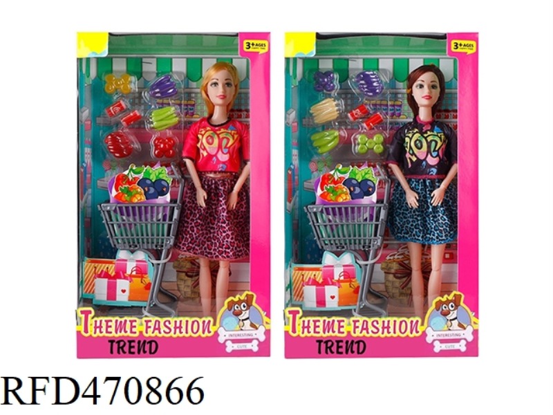 11.5-INCH SOLID FASHION BARBIE COLLOCATION, SUPERMARKET TROLLEY, FRUIT SUIT BLISTER