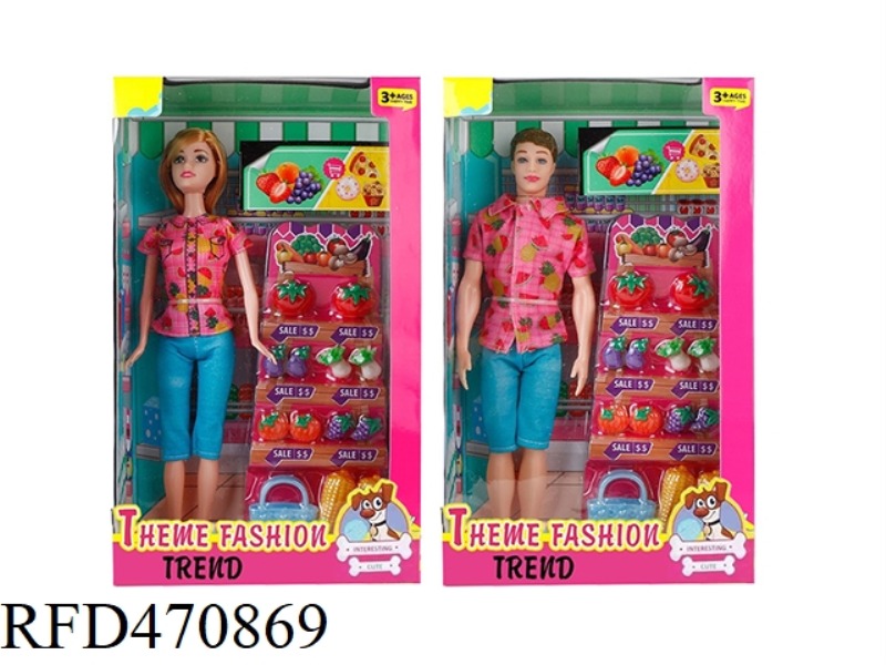 11.5-INCH SOLID FASHION MEN'S AND WOMEN'S BARBIE MATCHING, SUPERMARKET FRUIT CABINET