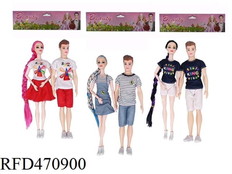 11.5-INCH 9-JOINT SOLID COUPLE BARBIE 3 MODELS, 6 MIXED