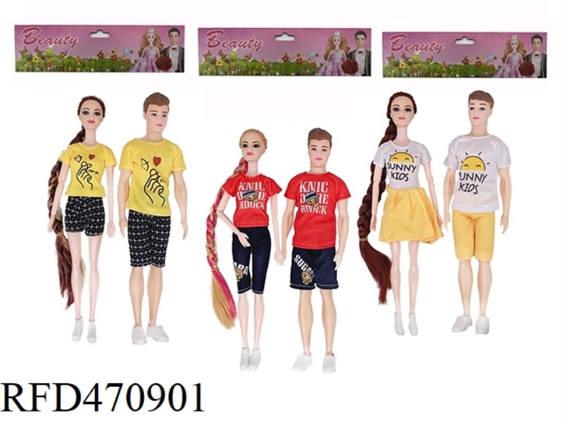 11.5-INCH 9-JOINT SOLID COUPLE BARBIE 3 MODELS, 6 MIXED