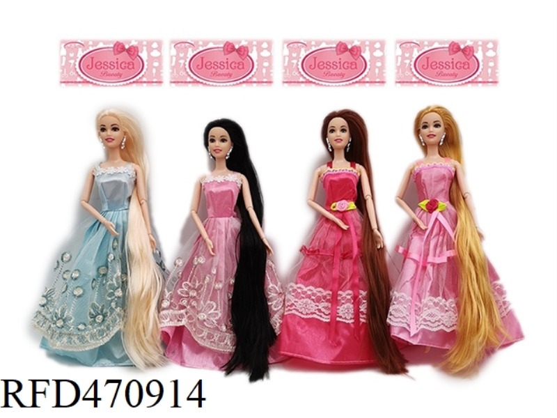 11.5 INCH SOLID 9-JOINT LONG HAIR JOINT PRINCESS DRESS BARBIE FOUR RANDOM MIX