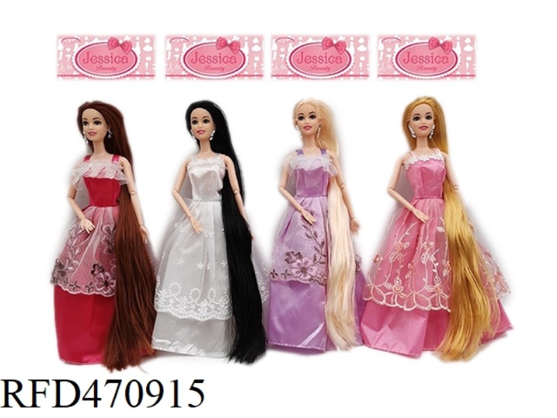 11.5 INCH SOLID 9-JOINT LONG HAIR JOINT PRINCESS DRESS BARBIE FOUR RANDOM MIX