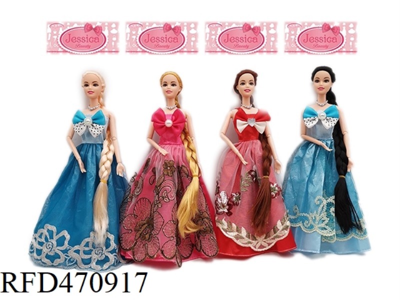 11.5 INCH SOLID 9-JOINT LONG HAIR JOINT PRINCESS DRESS BARBIE THREE RANDOM MIX