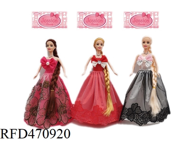 11.5 INCH SOLID LONG HAIR JOINT PRINCESS DRESS BARBIE THREE RANDOM MIX