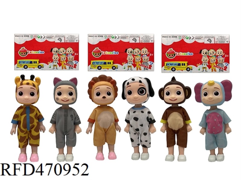 THE 5TH GENERATION 6-INCH SOLID COCOMELON DOLLS, 6 MIXED SUITS FOR TWO