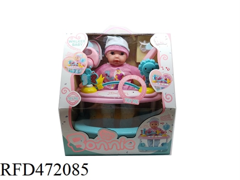 14 INCH 12 SOUND DOLL + MUSIC WALKER WITH LIGHT + ACCESSORIES