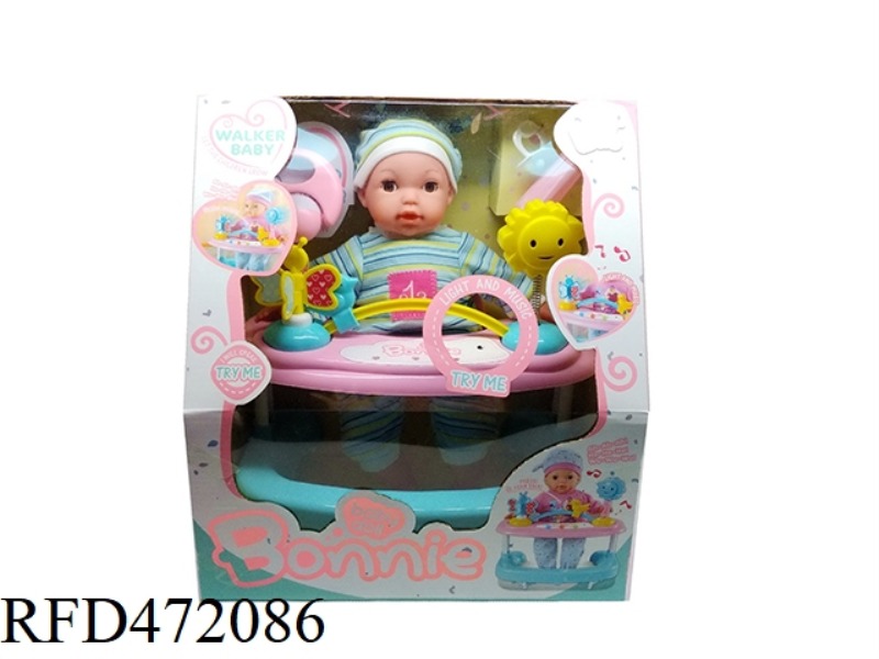 14 INCH 12 SOUND DOLL + MUSIC WALKER WITH LIGHT + ACCESSORIES