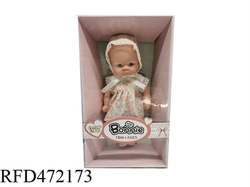 8 INCH FULL VINYL FLORAL DRESS 3 PIECE SET OF DOLLS