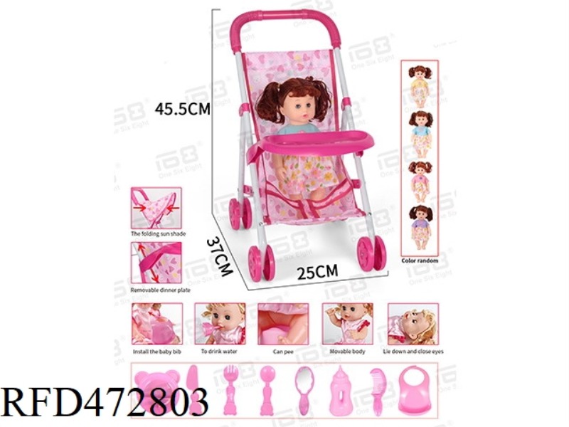 12' DOLL + BABY TROLLEY WITH SELF-LOADING PLATE
