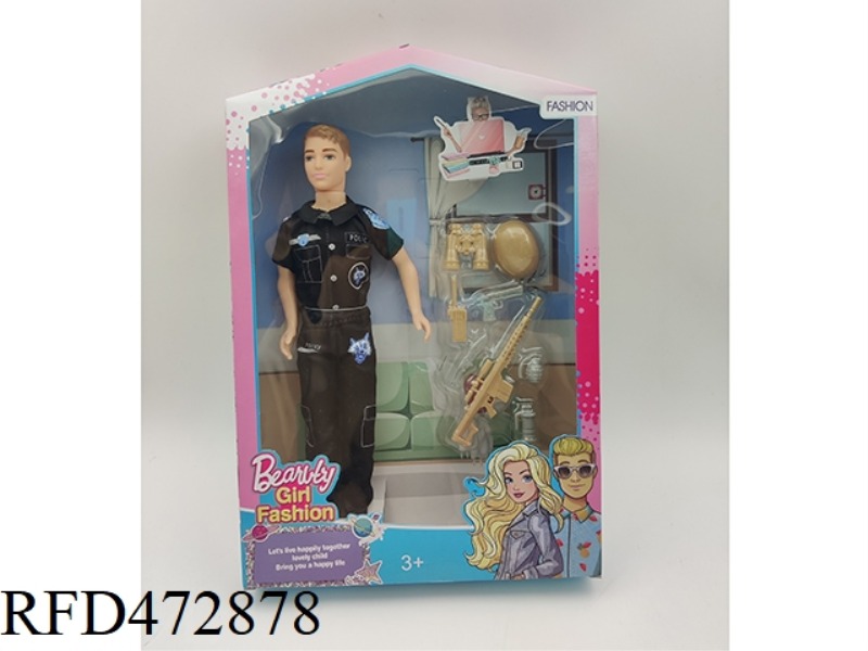 11 INCH SOLID MAN POLICE + GUN ACCESSORIES