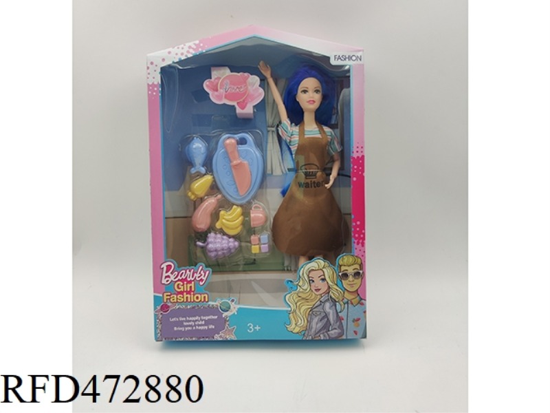 11 INCH SOLID 9-JOINT BARBIE + KITCHEN FRUIT ACCESSORIES