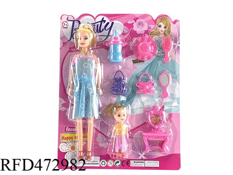 11.5 INCH BARBIE + 3 INCH DOLL + DRESSING ACCESSORIES