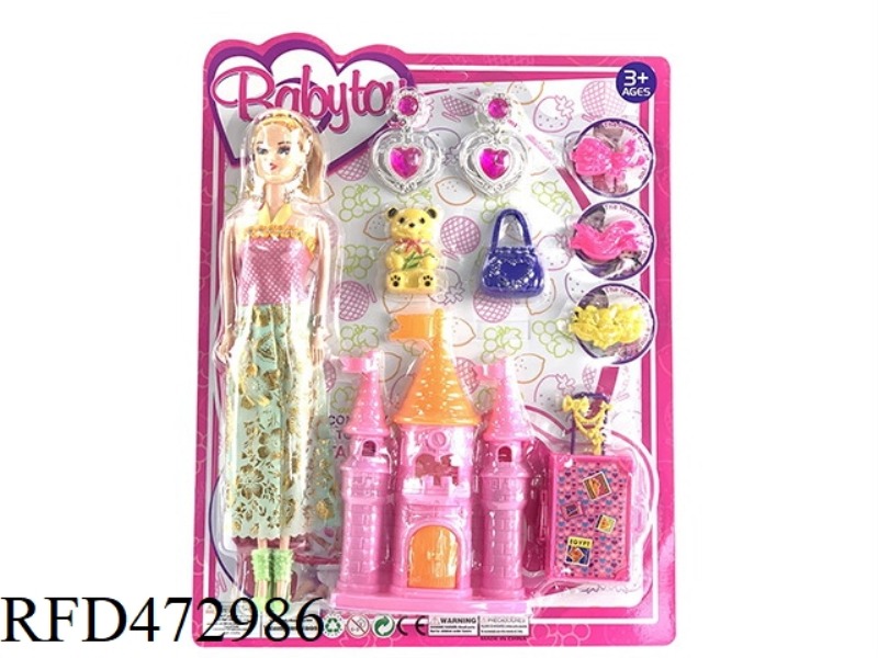 11.5 INCH REAL BODY DEAD HAND BARBIE + BIG HOUSE + LUGGAGE + DECORATIVE ACCESSORIES