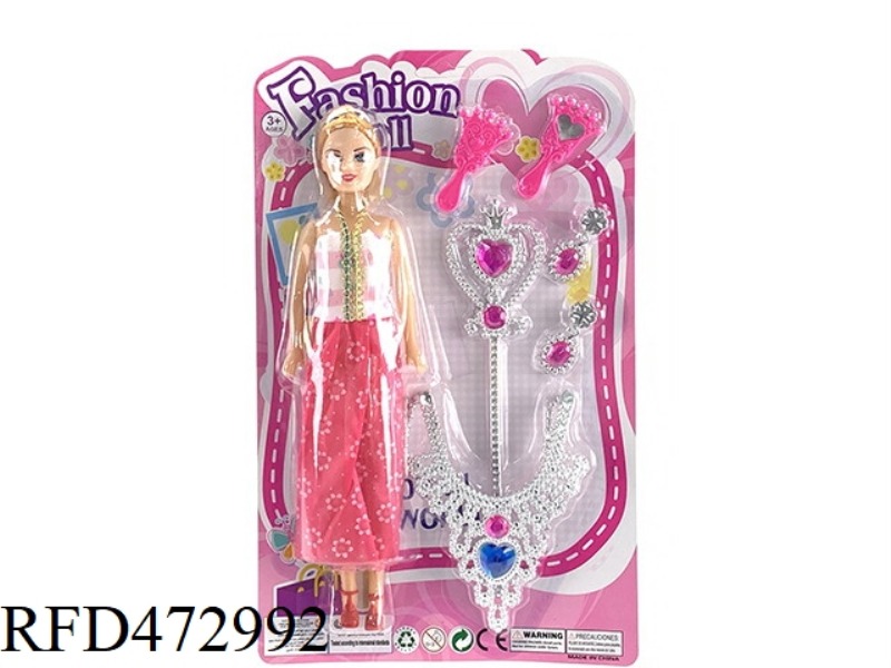 11.5 INCH BARBIE + BIG CROWN + EARRINGS + MAGIC WAND JEWELRY