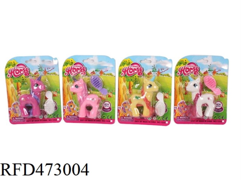 VINYL MY LITTLE PONY WITH HORSE COMB SINGLE 4 COLOR MIX