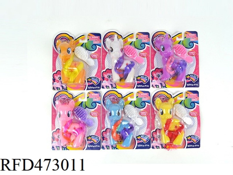 VINYL MY LITTLE PONY WITH HORSE COMB SINGLE 6 COLOR MIX