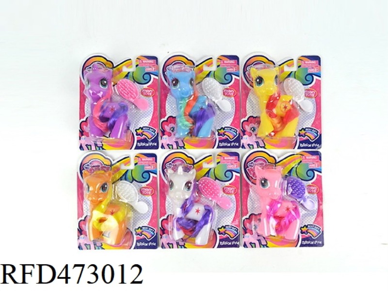 VINYL MY LITTLE PONY WITH HORSE COMB SINGLE 6 COLOR MIX