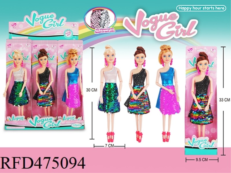11.5 INCH JOINT SEQUINS FASHION BARBIE 12PCS