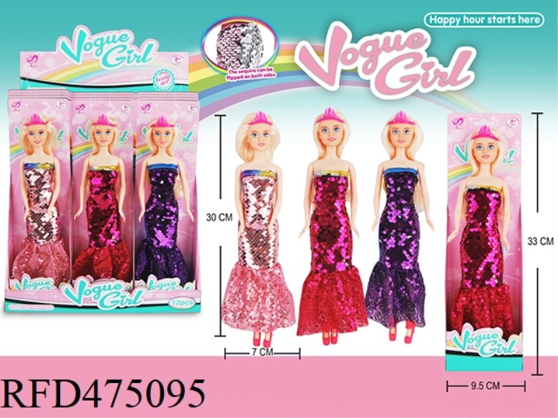 11.5 INCH COLOR CHANGING FISHTAIL SKIRT DOLL 12PCS