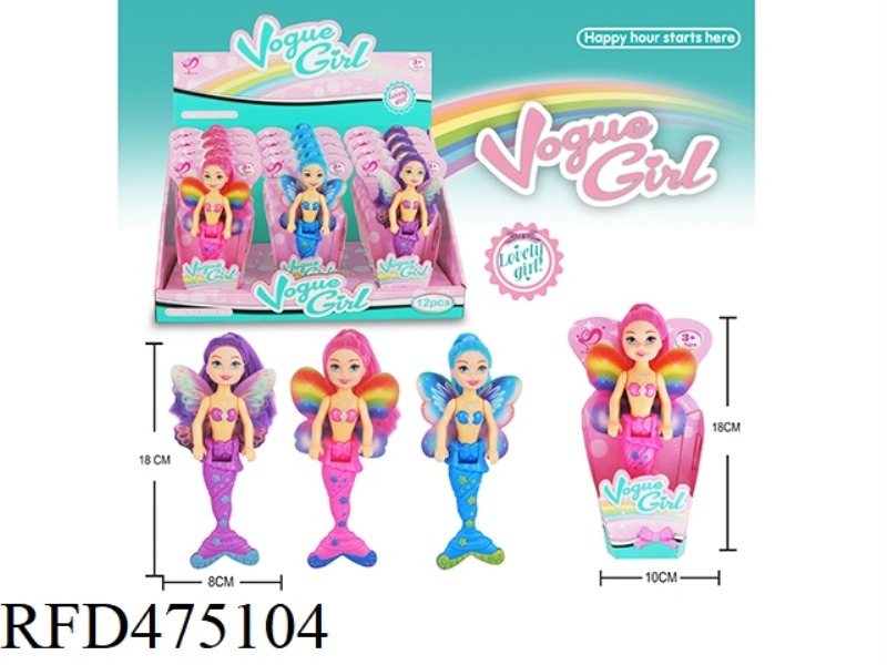 7 INCH MERMAID DOLL WITH WINGS 12PCS