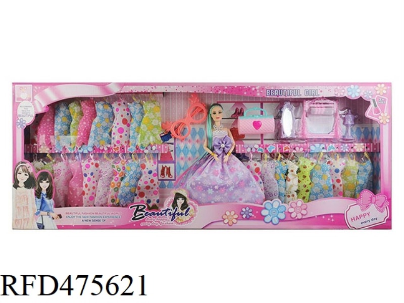 11.5 INCH 9 JOINTS SOLID BODY BARBIE WITH SLING LARGE GLASSES BAG DRESSING MIRROR ACCESSORIES