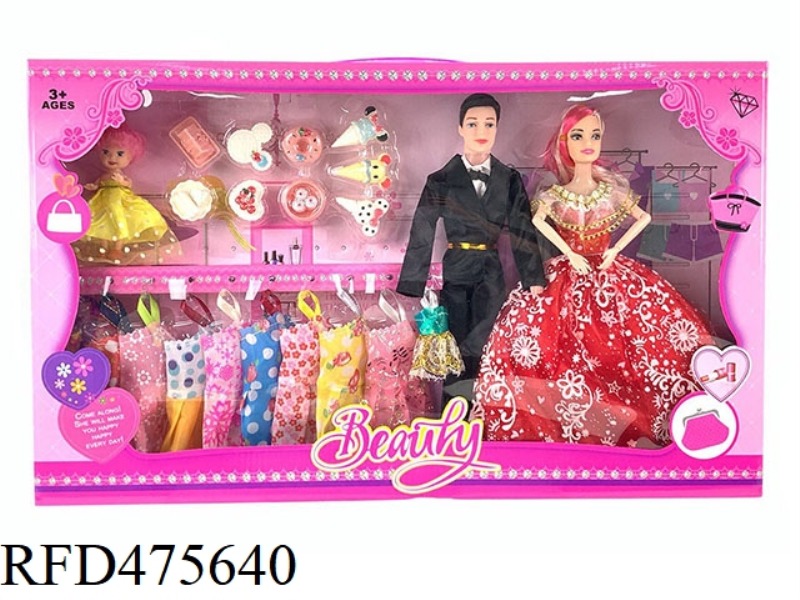 11.5 INCH 9 JOINTS SOLID BODY 11 INCH BARBIE EMPTY BODY MAN WITH ICE CREAM BLISTER AND 3 INCH BOY