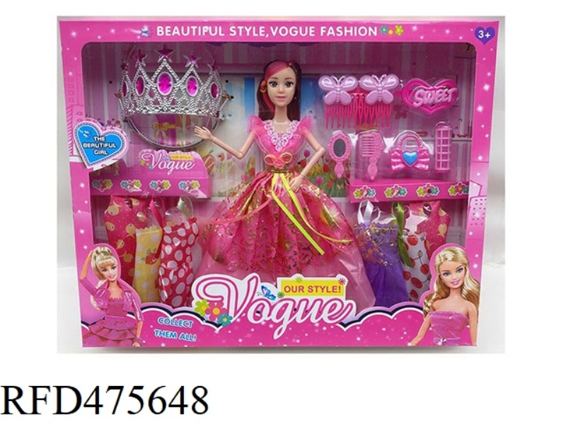 11.5 INCH 9 JOINTS SOLID BODY BARBIE SUSPENDER SKIRT BAG DRESS UP BLISTER ACCESSORIES AND BIG CROWN
