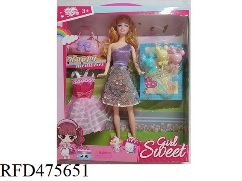 11.5 INCH 9 JOINTS SOLID BODY BARBIE HANGING SKIRT BALLOON BAG ACCESSORIES