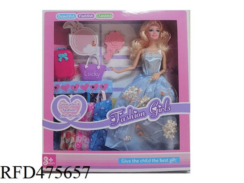 11.5 INCH 9 JOINTS SOLID BODY BARBIE HANGING SKIRT BAG COMB SUITCASE ACCESSORIES