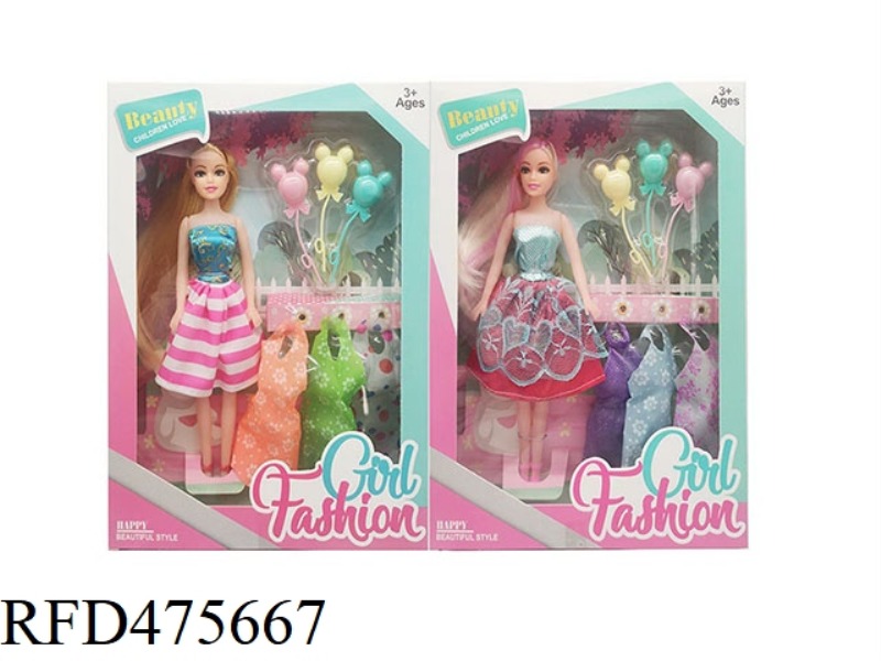 11.5 INCH BARBIE WITH BALLOON BLISTER ACCESSORIES 2 MIXED