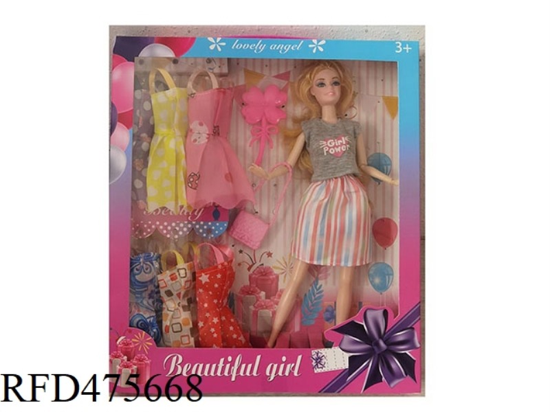 11.5 INCH 9 JOINTS SOLID BODY BARBIE SUSPENDER SKIRT WITH COMB BAG ACCESSORIES